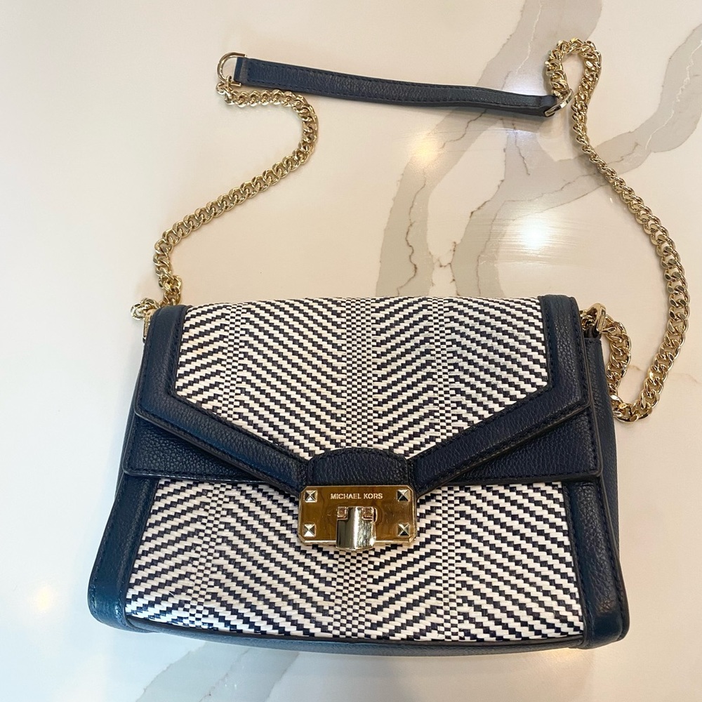 Michael Kors Kinsley Weaved Shoulder Flap Bag